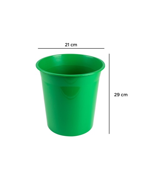 Papelera plastico q-connect verde opaco 13 litros 275x285 mm