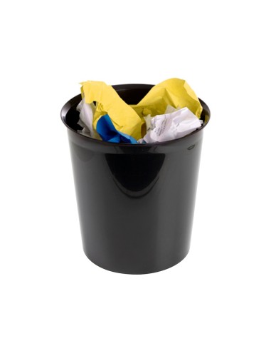 Papelera plastico q-connect negro opaco 13...