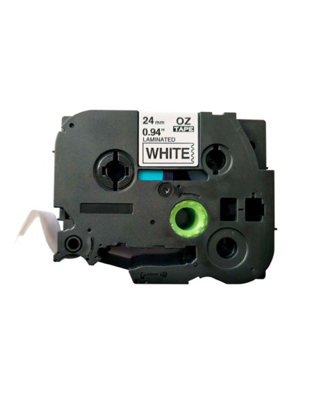 Cinta q-connect tze-251 blanco-negro 24mm longitud 8 m
