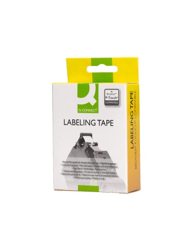 Cinta q-connect tze-251 blanco-negro 24mm...