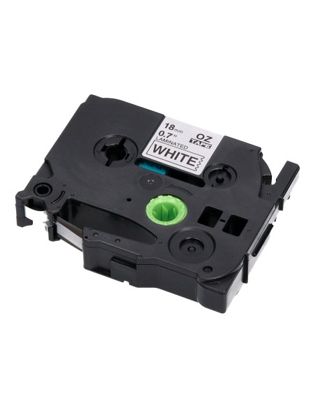 Cinta q-connect tze-241 blanco-negro 18mm longitud 8 m