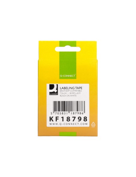 Cinta q-connect tze-241 blanco-negro 18mm longitud 8 m