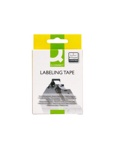 Cinta q-connect tze-231 blanco-negro 12mm...