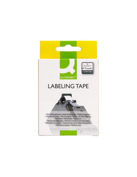 Cinta q-connect tze-231 blanco-negro 12mm longitud 8 m