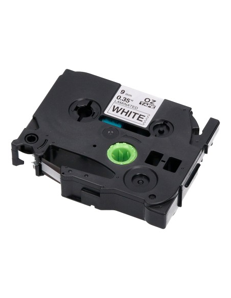 Cinta q-connect tze-221 blanco-negro 9mm longitud 8 m