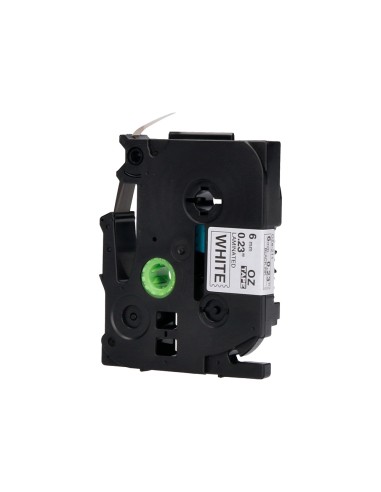 Cinta q-connect tze-211 blanco-negro 6mm...