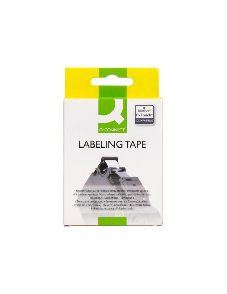 Cinta q-connect tze-211 blanco-negro 6mm longitud 8 m