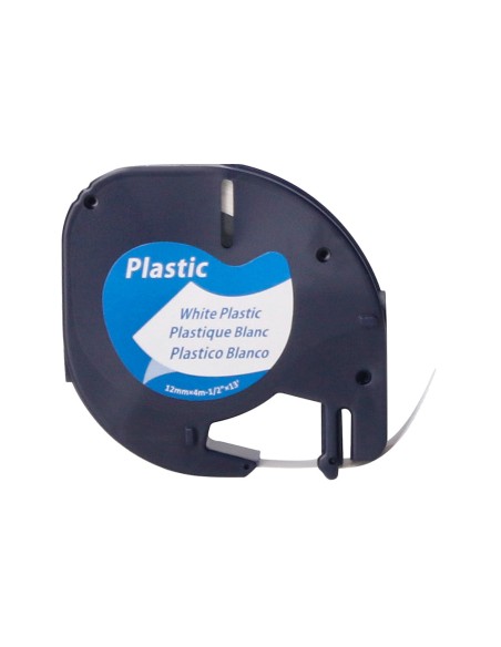 Cinta q-connect 12 mm x 4 m negro-blanco perla para maquina letratag