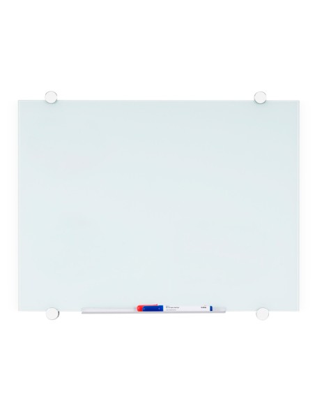 Pizarra blanca q-connect cristal magnetica marco aluminio 90x60 cm
