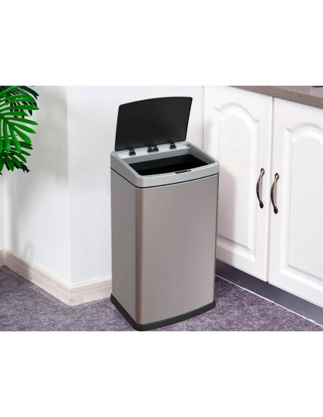 Papelera metalica q-connect con sensor automatico capacidad 60 litros 630x270x400 mm