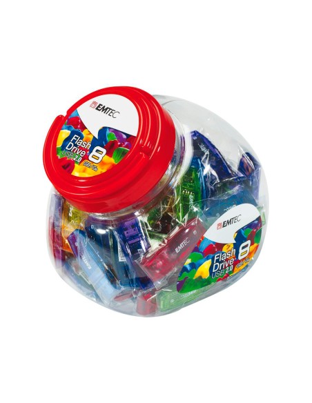 Memoria usb emtec flash 32gb 2.0 bombonera 80 unidades colores surtidos