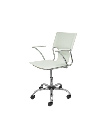 Silla giratoria pyc respaldo medio regulable en altura similpiel blanca 860+90x480x440 mm