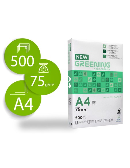 Papel fotocopiadora greening din a4 75 gramos paquete de 500 hojas