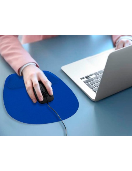 Alfombrilla para raton q-connect con reposamuñecas ergonomica de gel color azul 225x240x20 mm