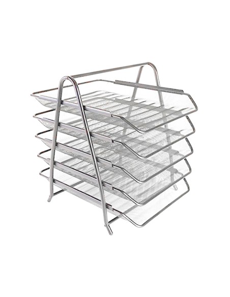 Bandeja sobremesa metalica q-connect kf18476 rejilla plata 5 bandejas movibles 350x275x375 mm