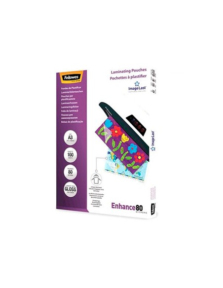 Bolsa de plastificar fellowes brillo din a3 80 mc pack 100 unidades