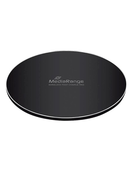 Cargador inalambrico mediarange para smartphones compatible carga rapida qi color negro