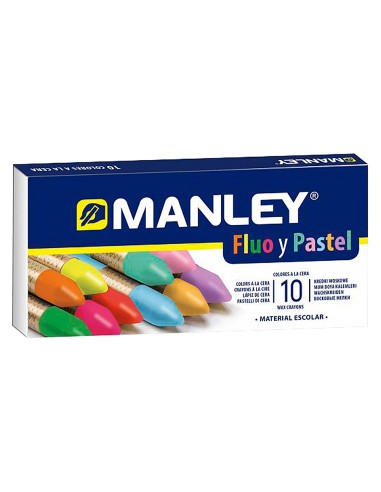 Lapices cera manley fluor y pastel caja de 10...