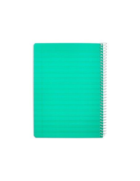 Cuaderno espiral liderpapel a5 pautaguia tapa plastico 80h 90gr cuadro pautado 3 mm con margen color verde