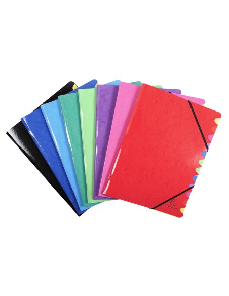 Carpeta clasificadora exacompta iderama 12 departamentos folio gomas carton forrado colores