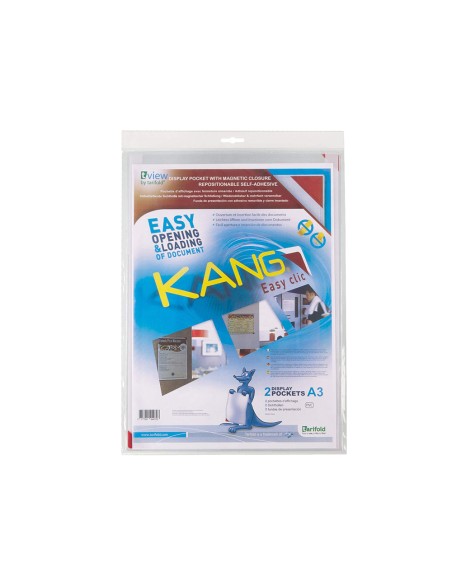 Funda de presentacion djois adhesiva removible din a3 con esquina magnetica capacidad para 10 hojas pack