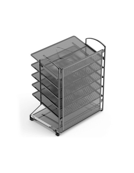 Bandeja sobremesa q-connect kf17289 metalica rejilla negra 6 bandejas 325x230x390 mm