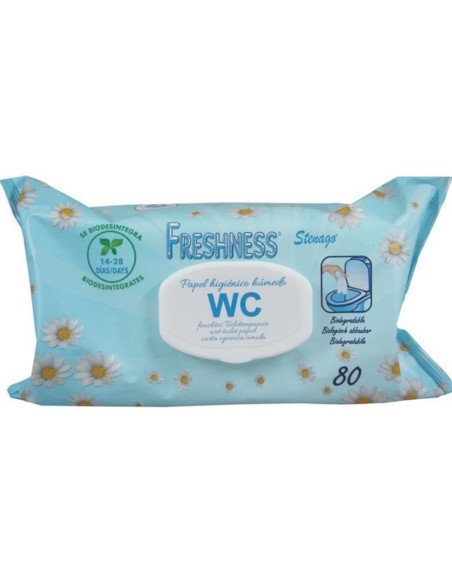 Papel higienico humedo freshness paquete con tapa de 80 unidades