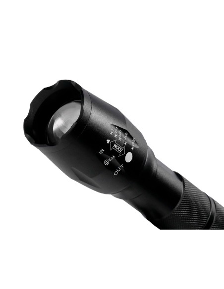 Linterna q-connect telescopica aluminio 5w modo alumbrado alto medio bajo estroboscopio sosapagado 3 pilas aaa