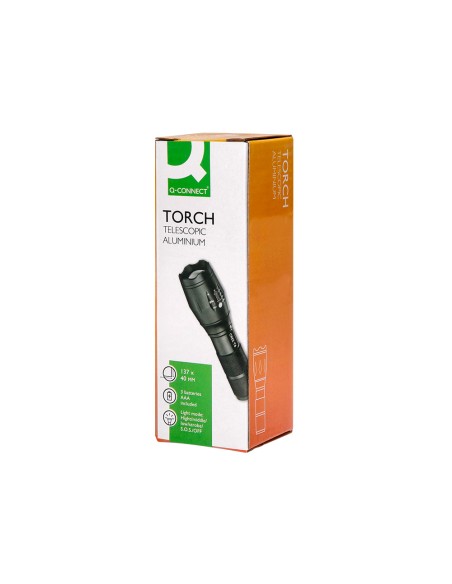 Linterna q-connect telescopica aluminio 5w modo alumbrado alto medio bajo estroboscopio sosapagado 3 pilas aaa