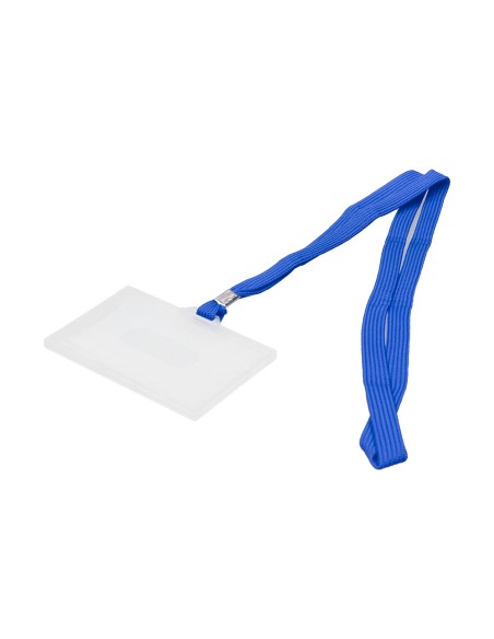 Identificador q-connect kf17112 con cordon plano azul y apertura lateral 94x60 mm