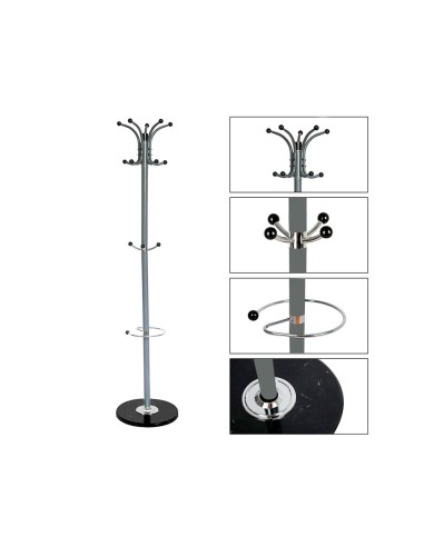 Perchero metalico q-connect gris de pie 10...