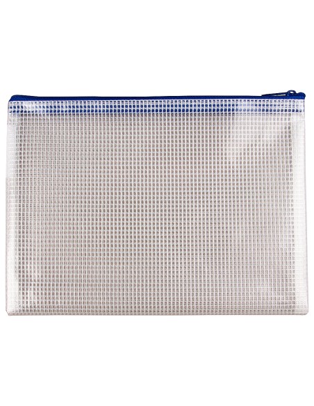 Bolsa multiusos q-connect malla din a5 apertura superior con cremallera azul