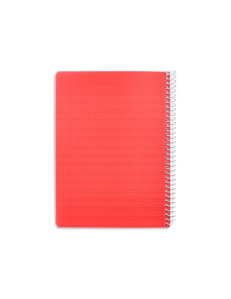 Cuaderno espiral liderpapel a5 pautaguia tapa plastico 80h 90gr cuadro pautado 3 mm con margen color rojo