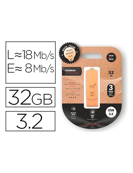 Memoria usb tech one tech ecotech biodegradable 32 gb usb 3.2
