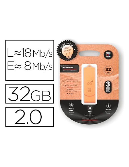 Memoria usb tech one tech ecotech biodegradable 32 gb usb 2.0