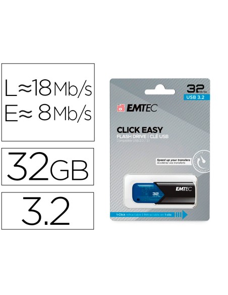 Memoria emtec usb 3.2 click easy 32 gb azul