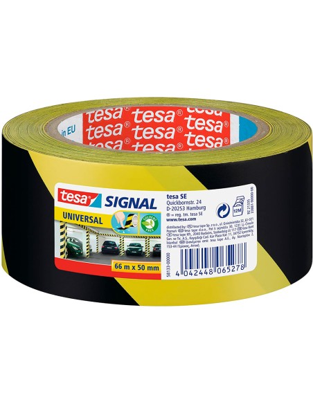 Cinta adhesiva tesa de seguridad amarilla y negra polipropileno 66 m x 50 mm