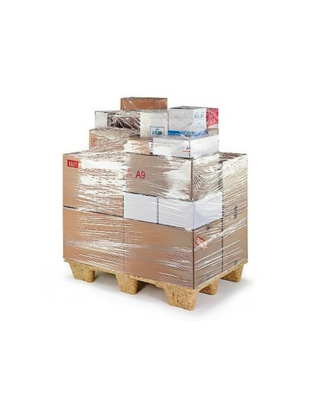 Film extensible q-connect manual ancho 500 mm largo 145 m espesor 23 micras transparente