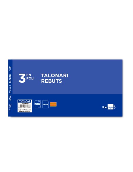 Talonario liderpapel recibos 3/fº original t105 con matriz texto en catalan