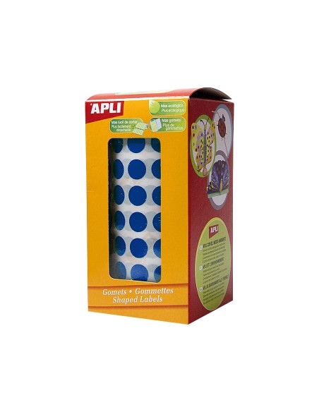 Gomets autoadhesivos circulares 10,5mm azul rollo de 5192 unidades