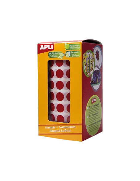 Gomets autoadhesivos circulares 10,5 mm rojo rollo de 5192 unidades