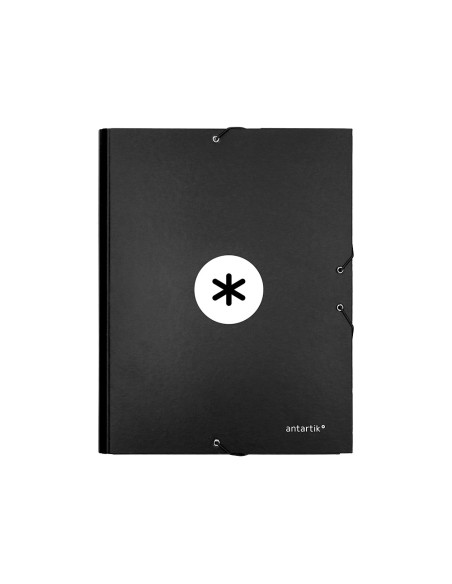 Carpeta antartik gomas a4 3 solapas carton forrado color negro