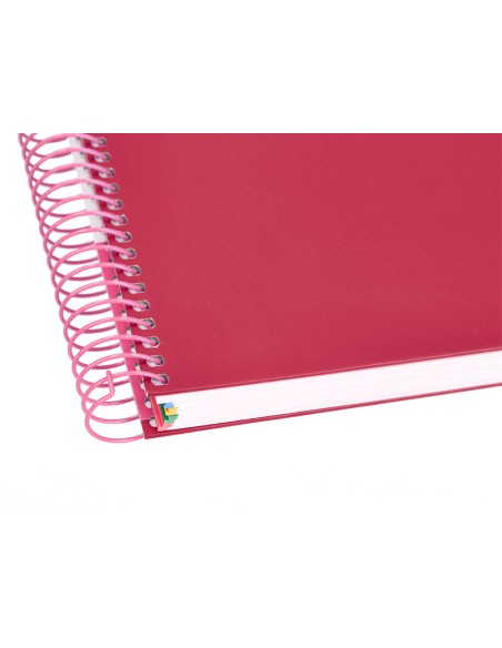 Cuaderno espiral a4 micro antartik tapa forrada 120h 100 gr cuadro 5mm 5 bandas 4 taladros color frambuesa