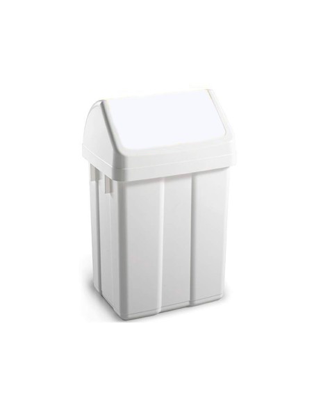 Papelera contenedor tts plastico con tapadera max 12 litros blanca 400x230x200 mm
