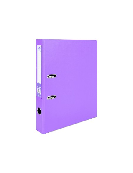 Archivador de palanca liderpapel folio documenta forrado pvc con rado lomo 52 mm lila compresor metalico
