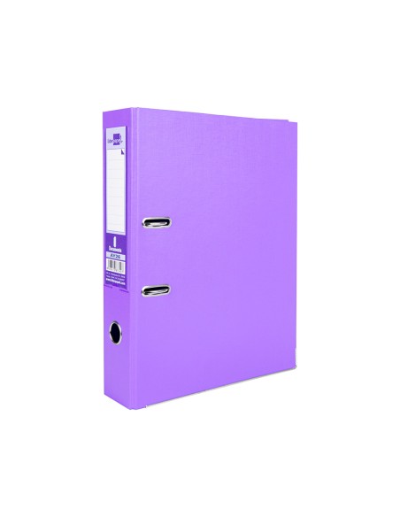 Archivador de palanca liderpapel folio documenta forrado pvc con rado lomo 75 mm lila compresor metalico