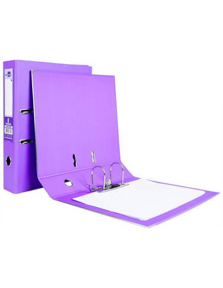 Archivador de palanca liderpapel folio documenta forrado pvc con rado lomo 75 mm lila compresor metalico