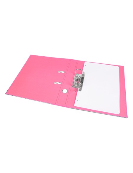 Archivador de palanca liderpapel a4 documenta forrado pvc con rado lomo 52 mm rosa compresor metalico