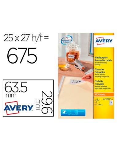 Etiqueta adhesiva avery blanca removible laser...