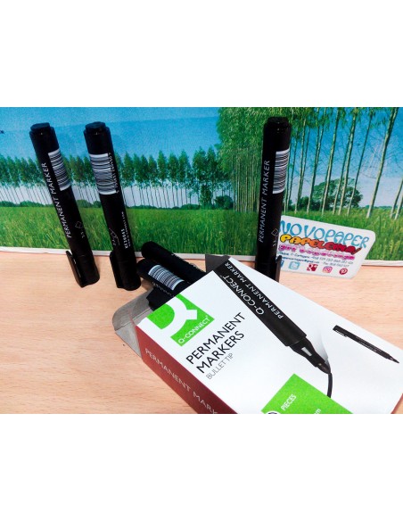 Rotulador q-connect marcador permanente negro punta redonda 3 mm